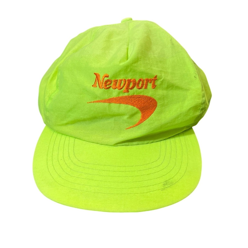 Newport Hat Mens OSFM Neon Green Vintage 90s Nylon Snapback Promo Cap